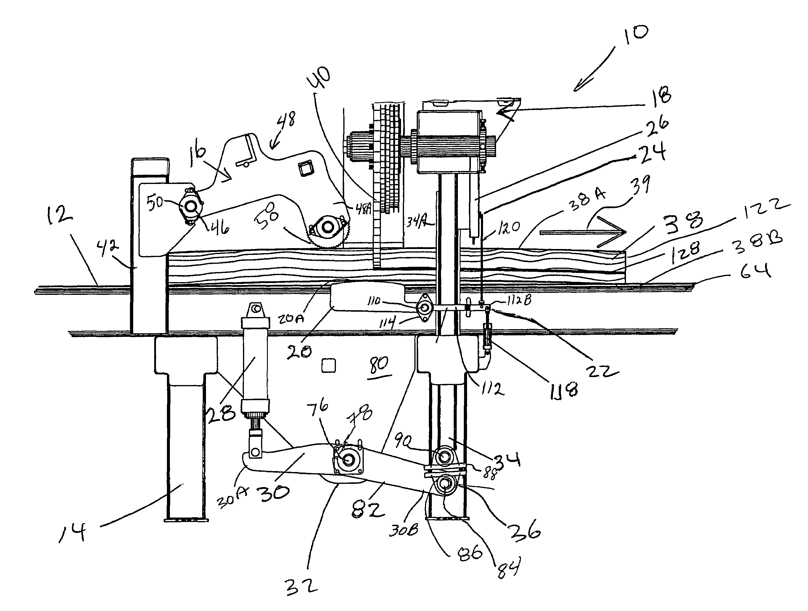 Horizontal curve sawing apparatus