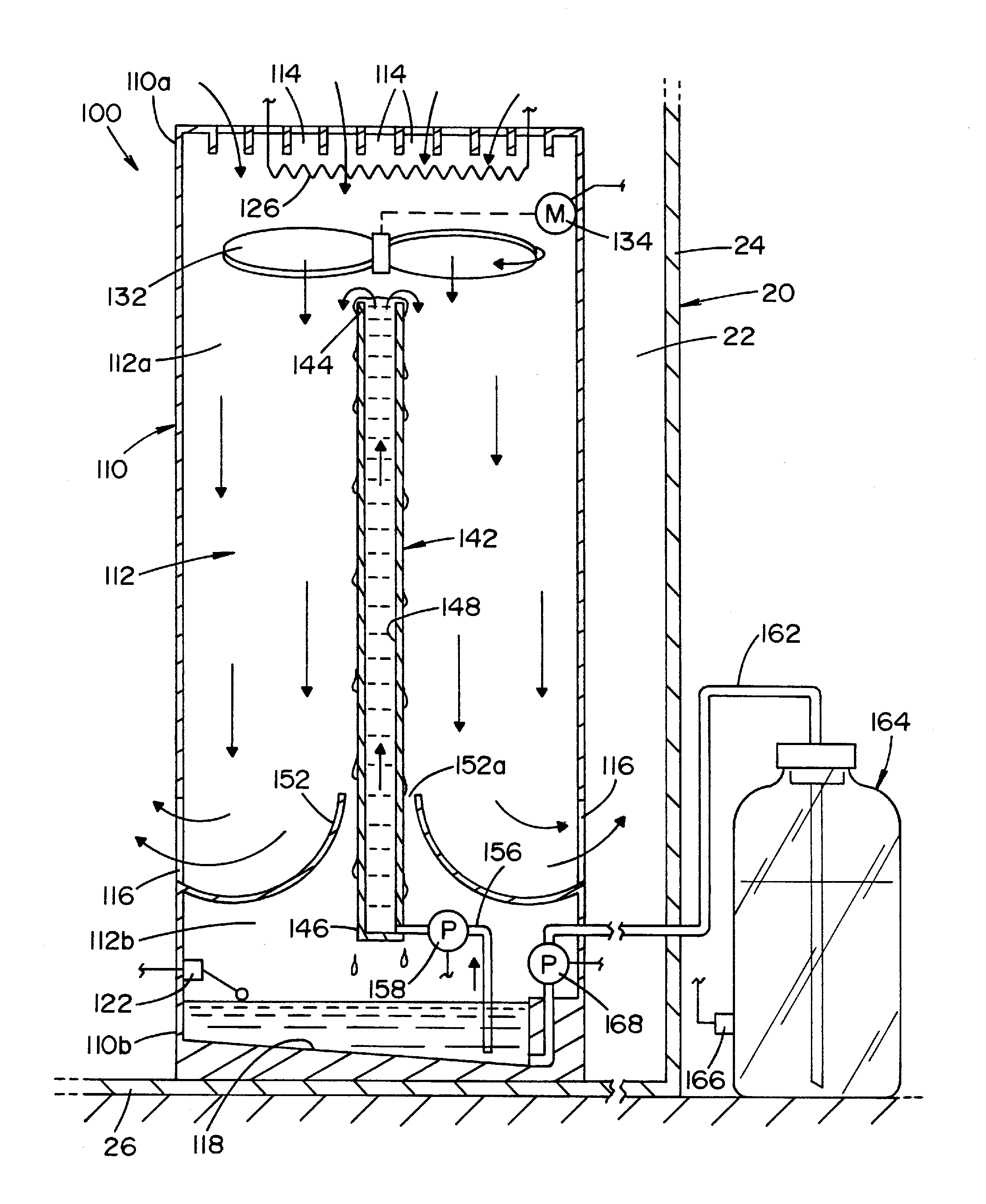 Biological safety cabinet with a falling-film evaporator