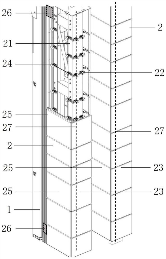 Large-section ceramic plate column combined unit curtain wall mounting structure and mounting method