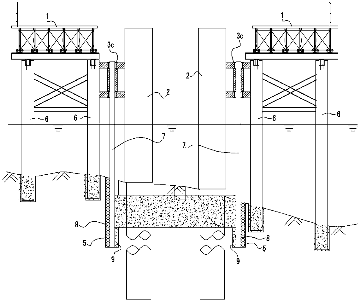 Cofferdam construction method with grooves milled through limited hole forming of percussion drill combined with steel sheet piles