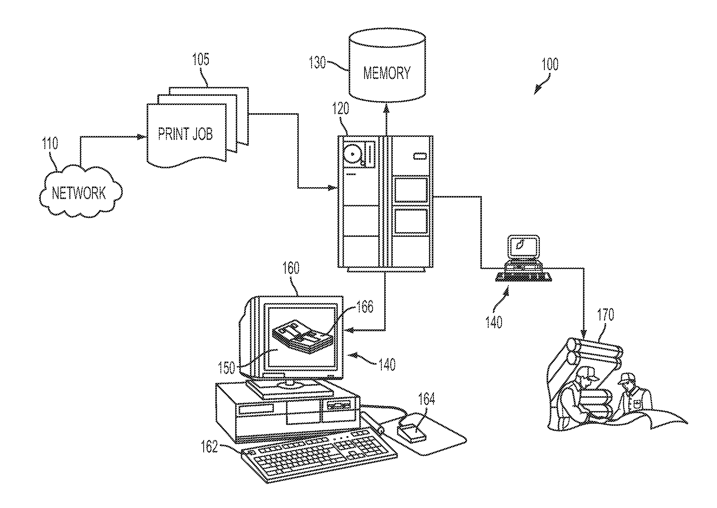 System and method employing variable size mechanical binding elements in virtual rendering of a print production piece