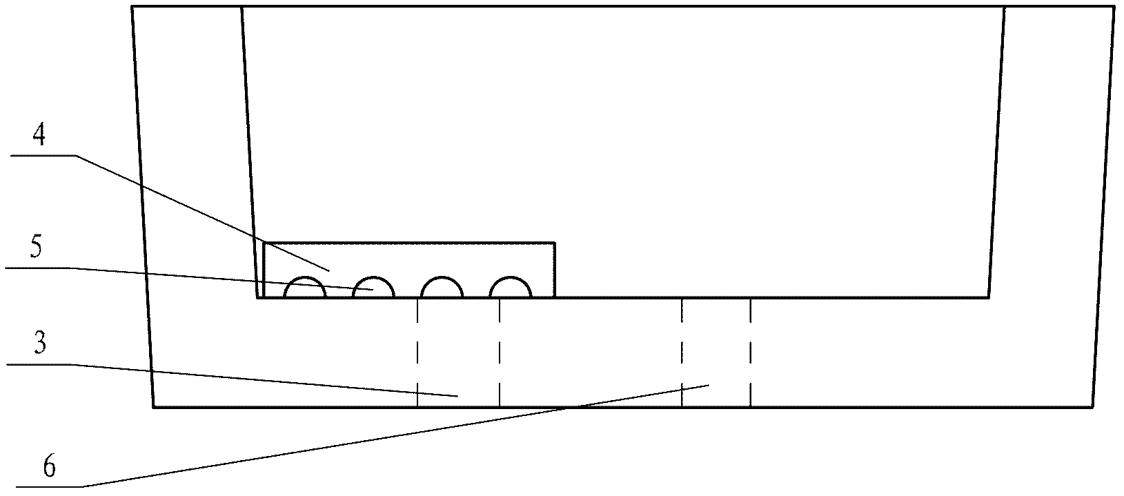 Ladle bottom structure of continuous casting ladle