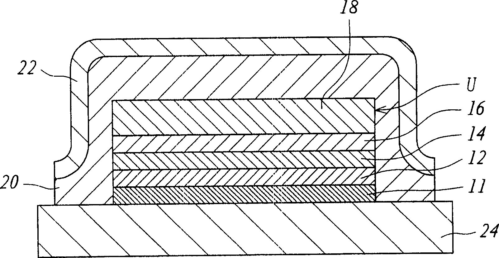 Structure for packaging organic electroluminescence element