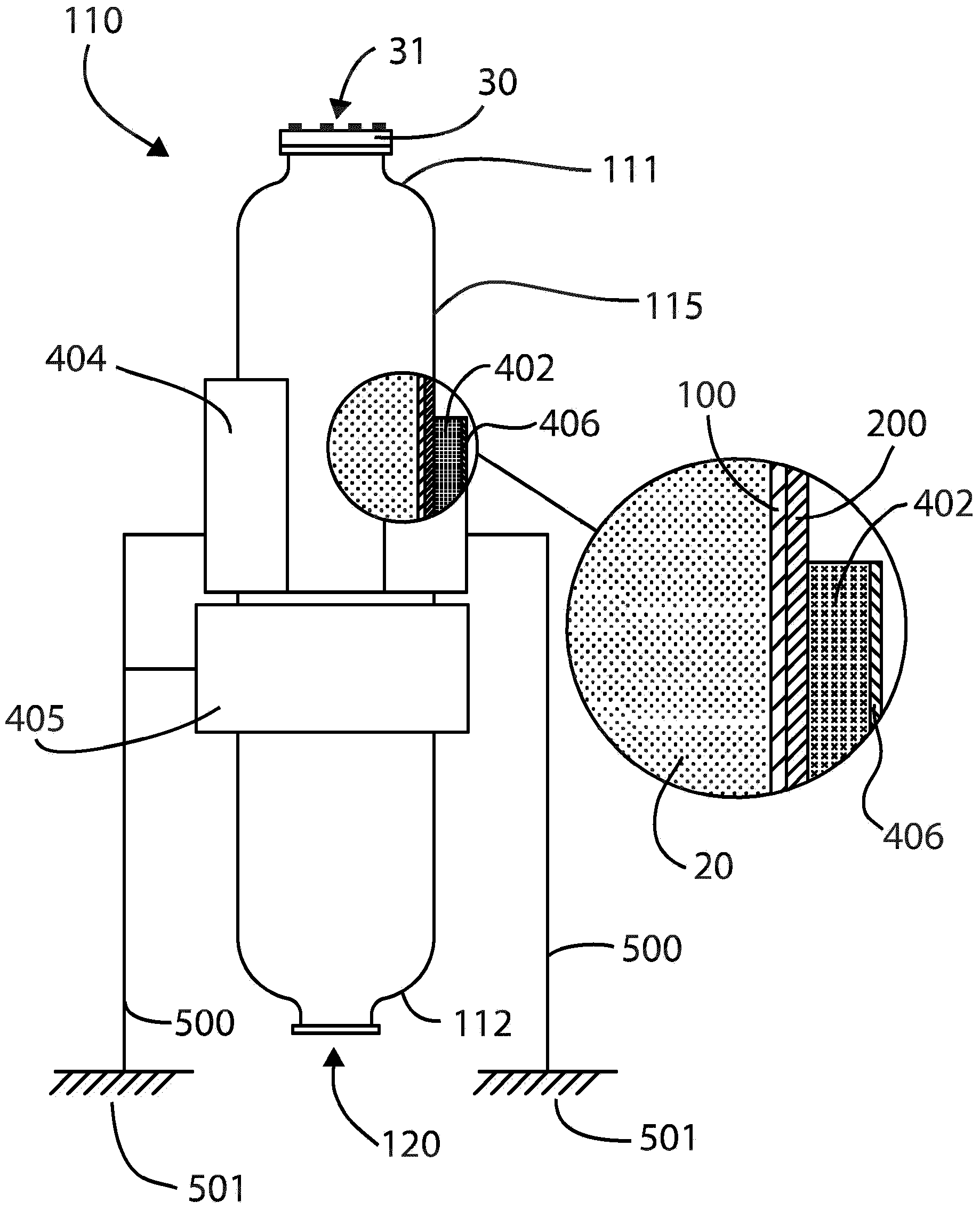 Pressure vessels and apparatus for supporting them onboard of ships