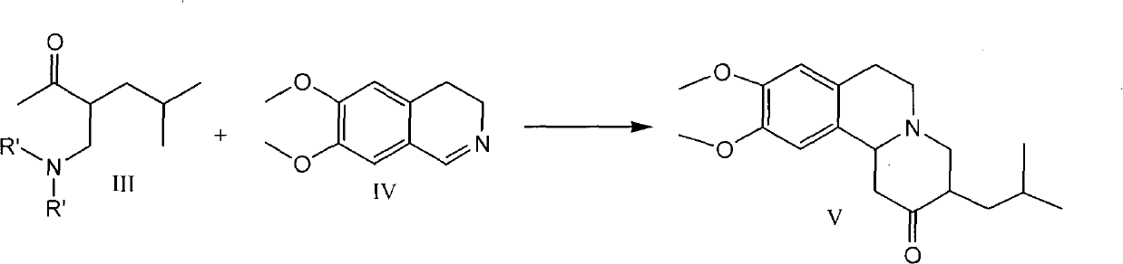 Preparation method of 1,3,4,6,7,11b-hexahydro-9,10-dimethoxy-3-(2-methylpropyl)-2H-benzo[a] quinolizidine-2-ketone