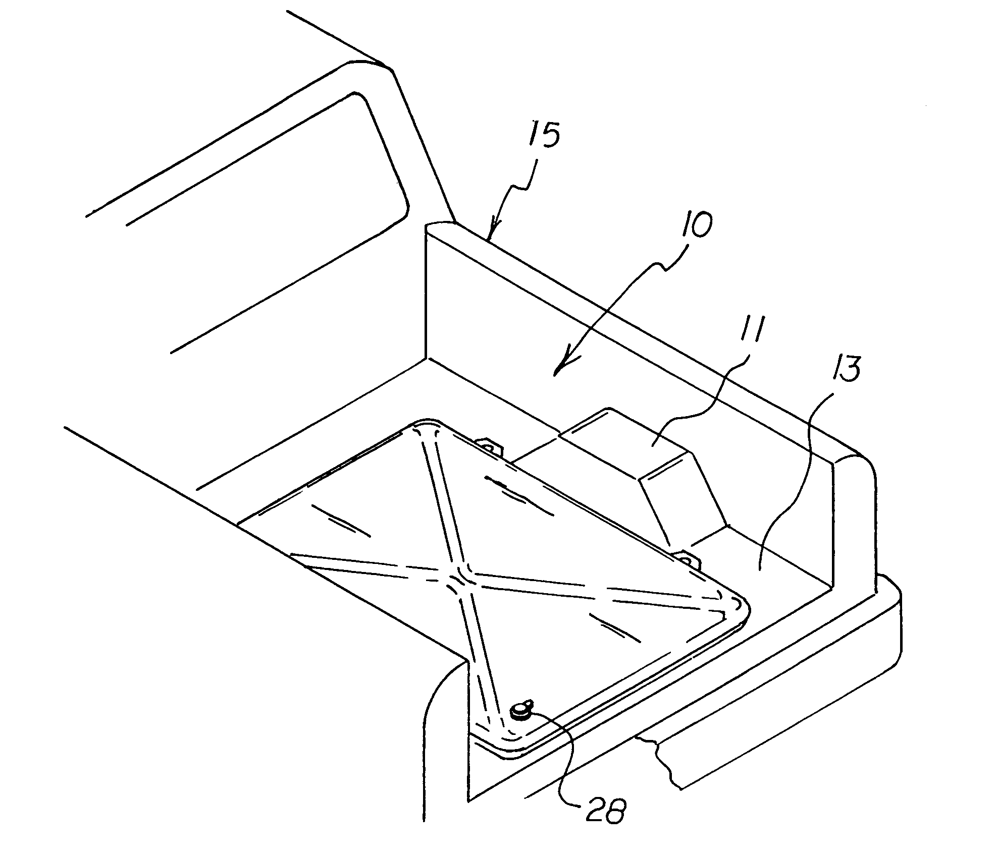 Vehicle bed liner apparatus containing a compartmented ballast chamber