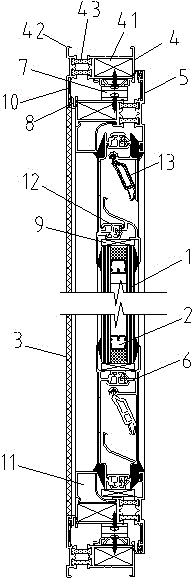 Opened-closed aluminum alloy door and window node of glass supporting rack