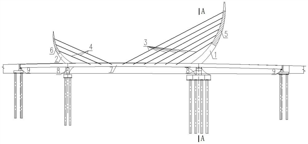 Composite back-cable-free cable-stayed bridge and construction method thereof