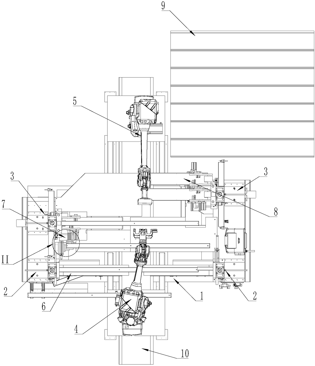 Punching and flanging integrated machine for rectangular pipes