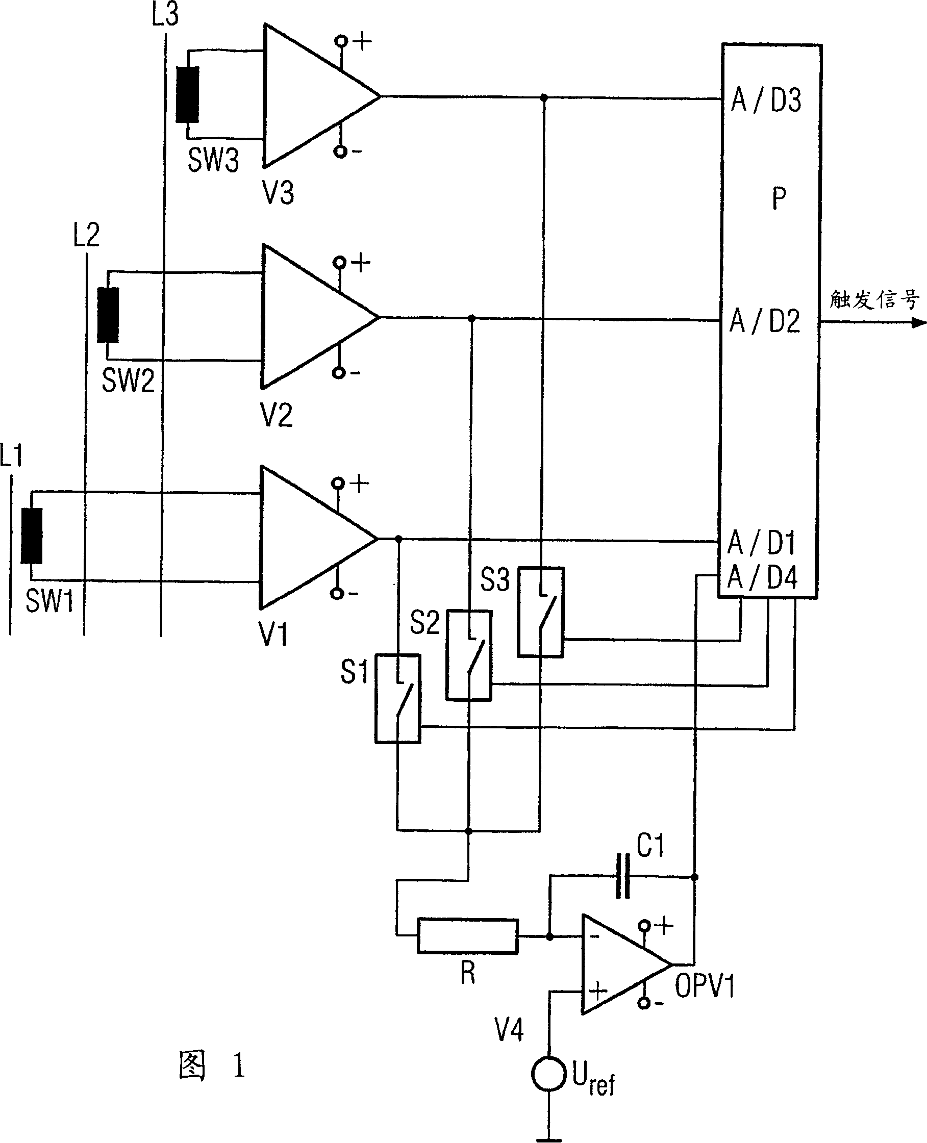 Method and circuit arrangement for the detection of ground faults on electronic trips for low-voltage circuit breakers comprising serially connected measuring amplifiers