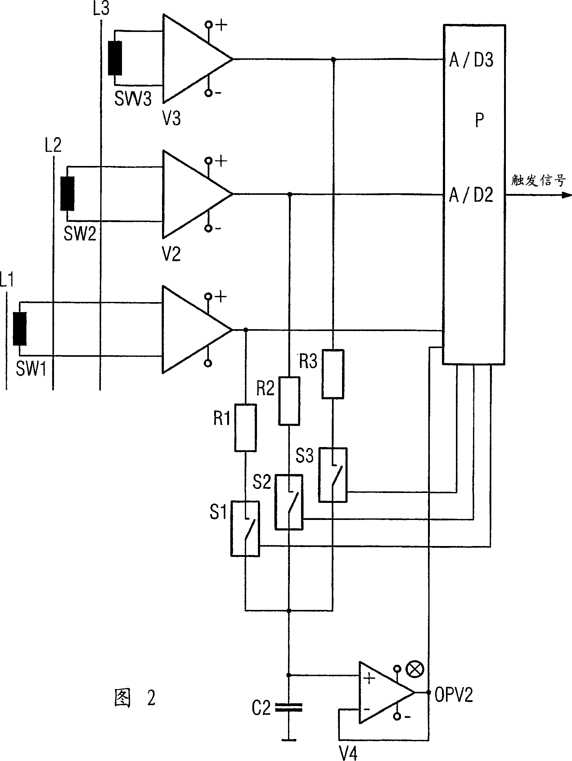 Method and circuit arrangement for the detection of ground faults on electronic trips for low-voltage circuit breakers comprising serially connected measuring amplifiers