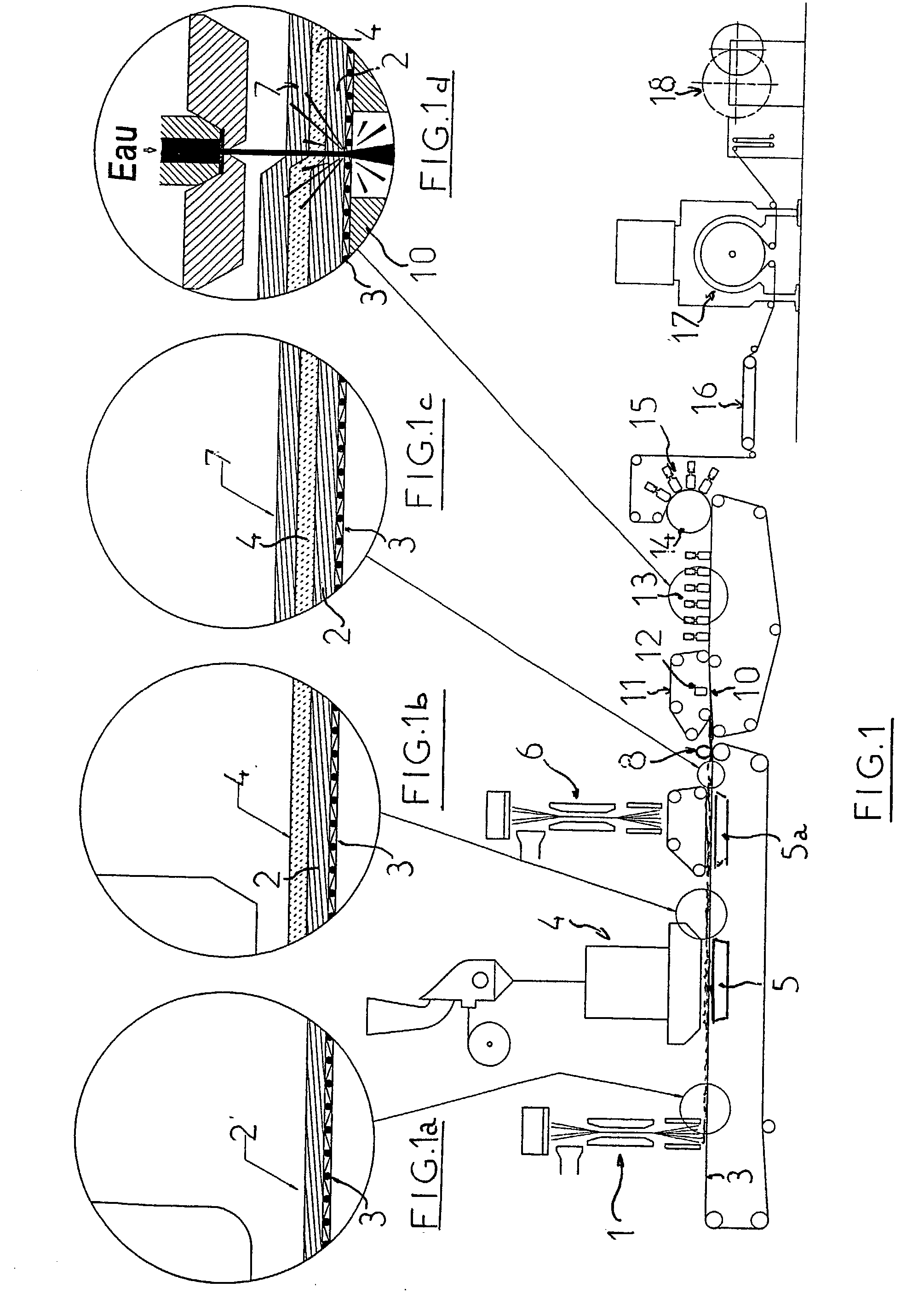 Method for producing a complex nonwoven fabric and resulting novel fabric