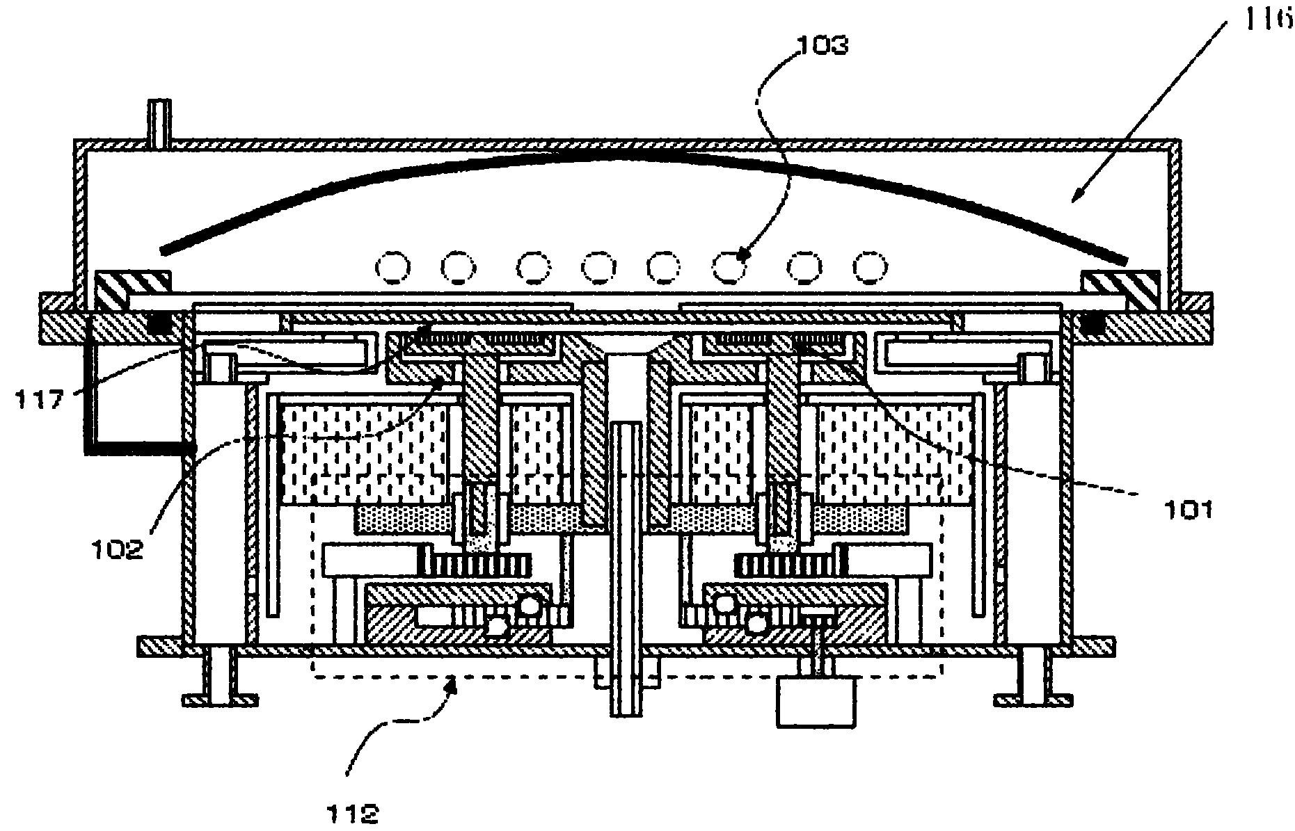 Pallet device and crystallized film growth device