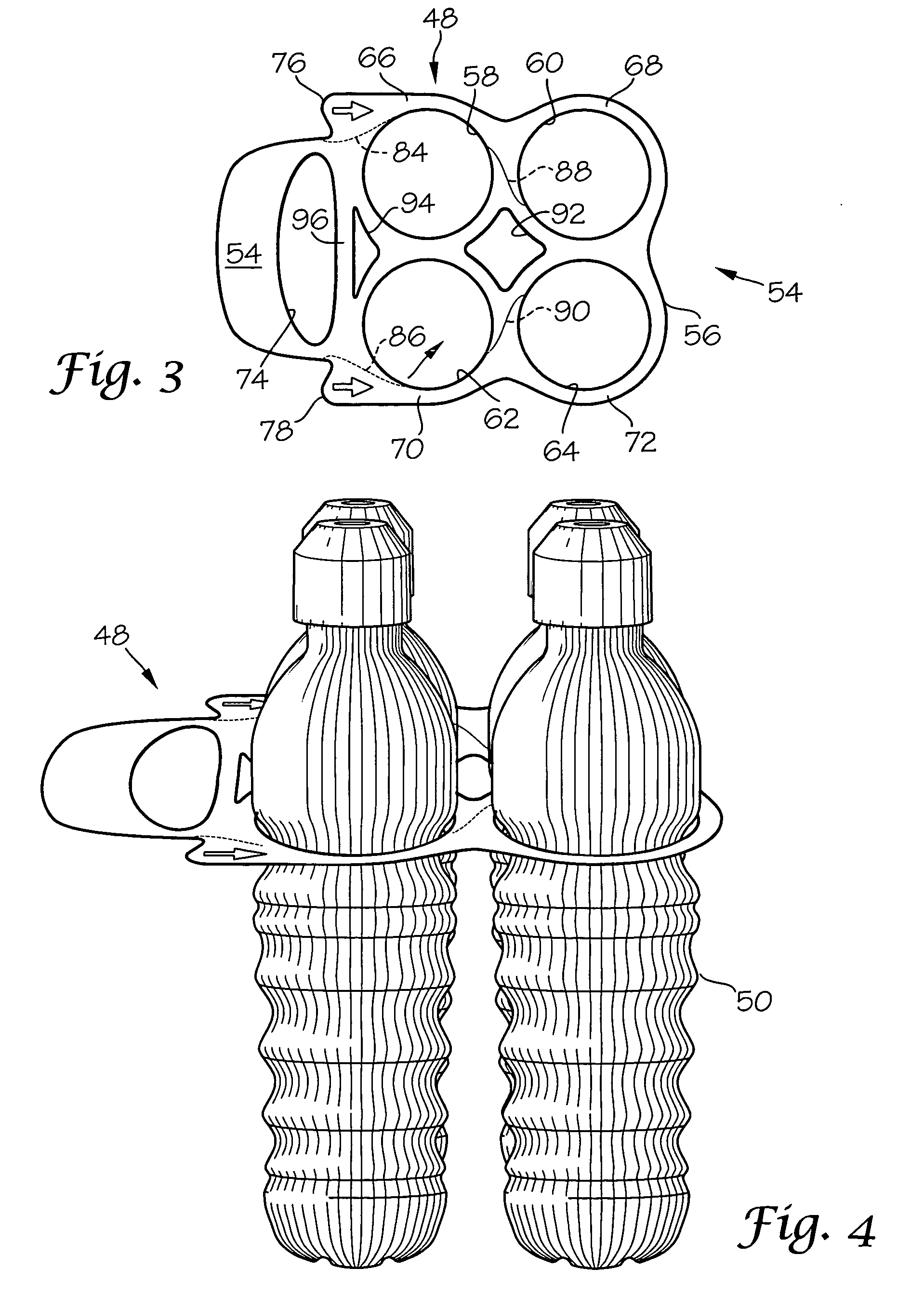 Bottle carrier with handle and pull tab