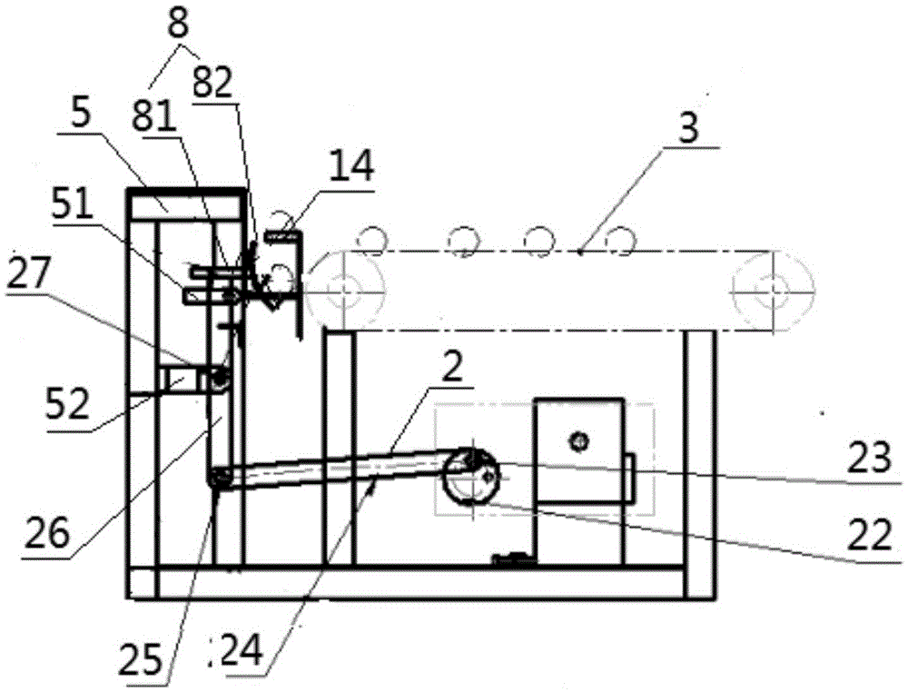 Device using translation mechanism and crank rocker mechanisms to realize automatic egg receiving and carrying