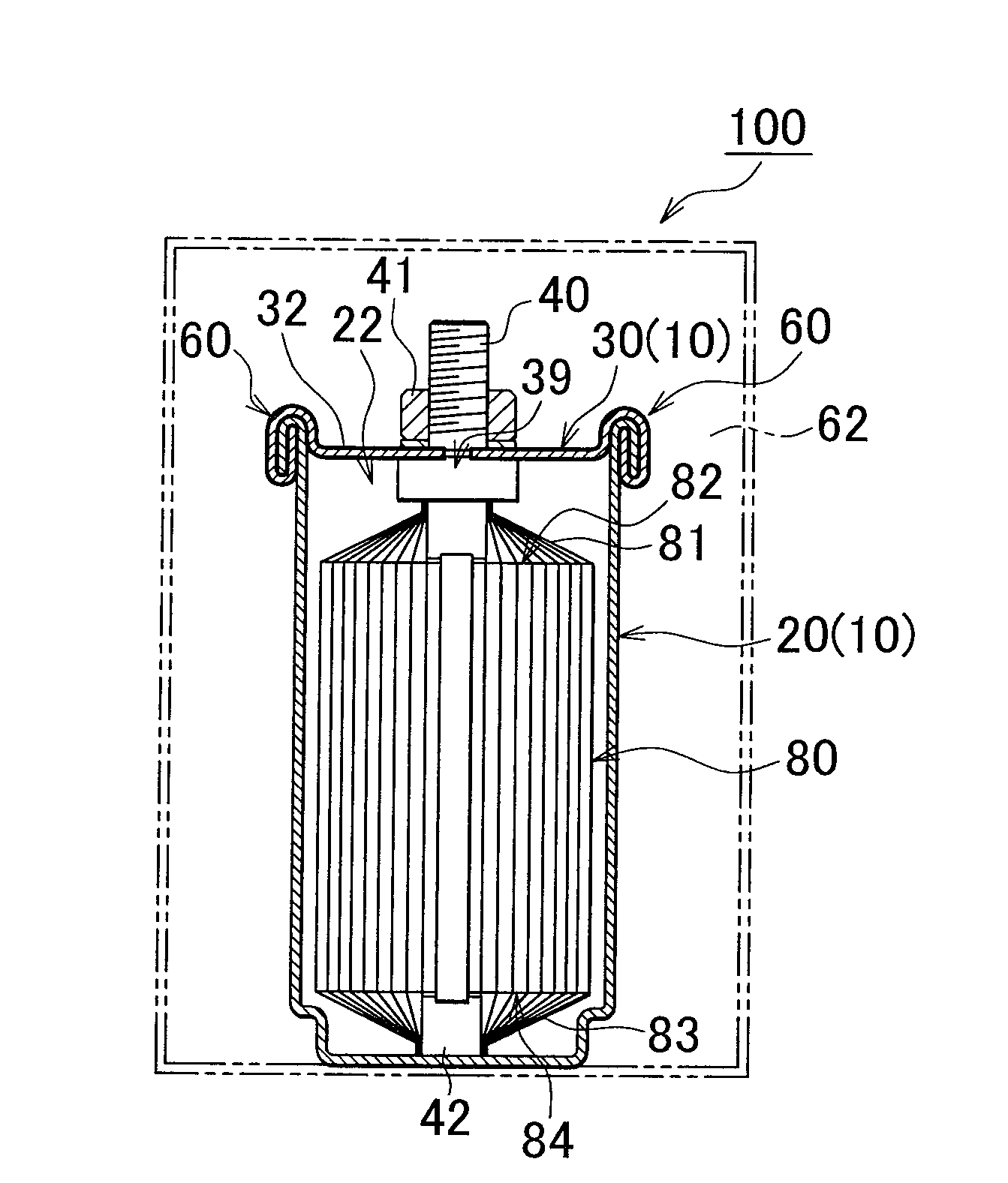Sealed battery, and vehicle equipped therewith