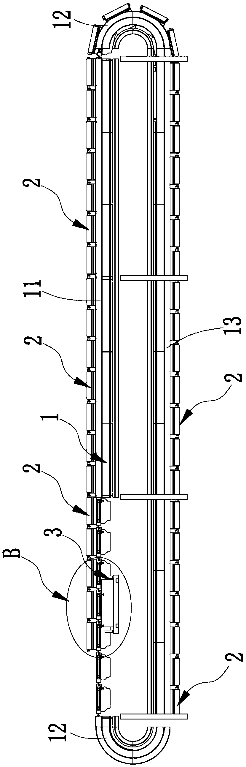 Double-loop-line intersected belt sorting machine, intersected belt sorting system and sorting method thereof