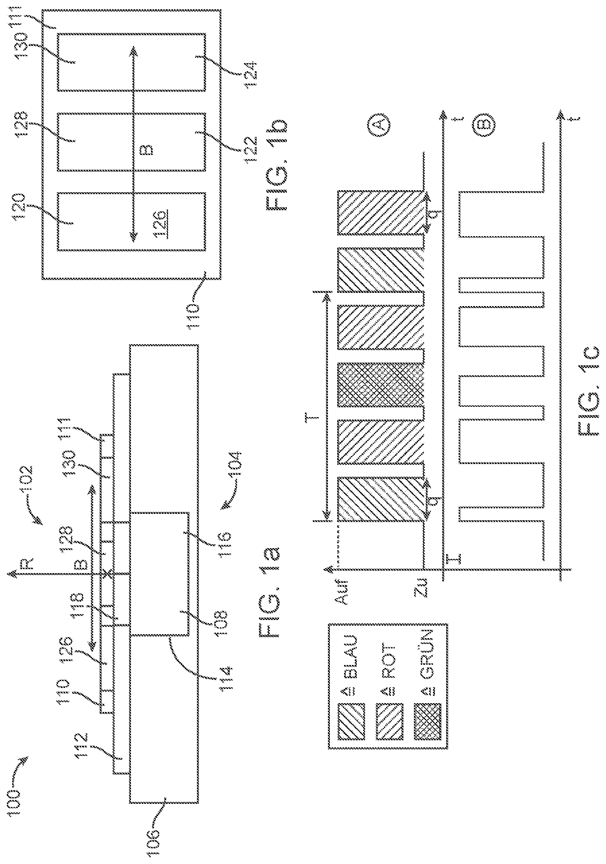 Colored light emitting cell for imaging unit with primary color selection thanks to oscillating component