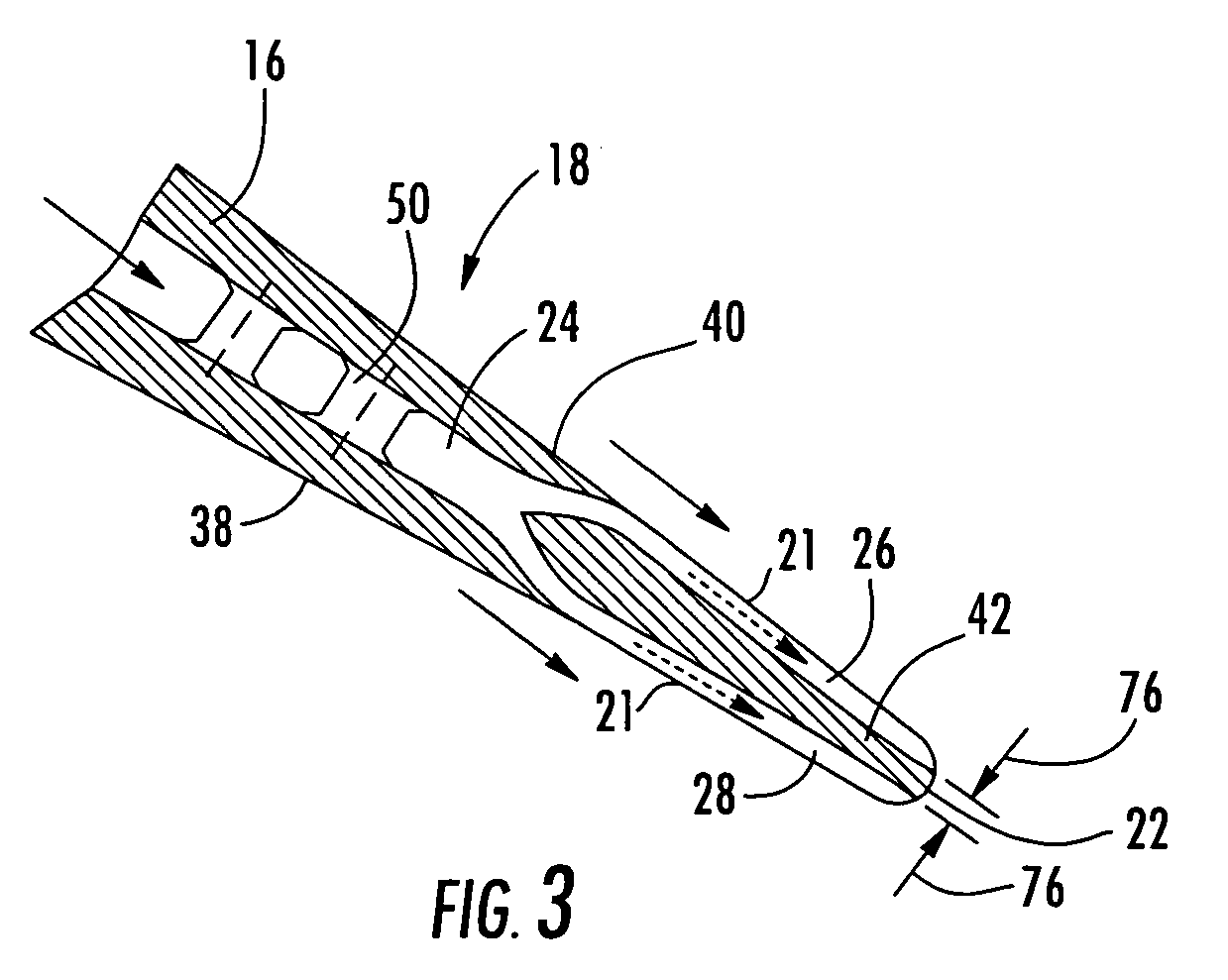 Turbine airfoil cooling system with bifurcated and recessed trailing edge exhaust channels
