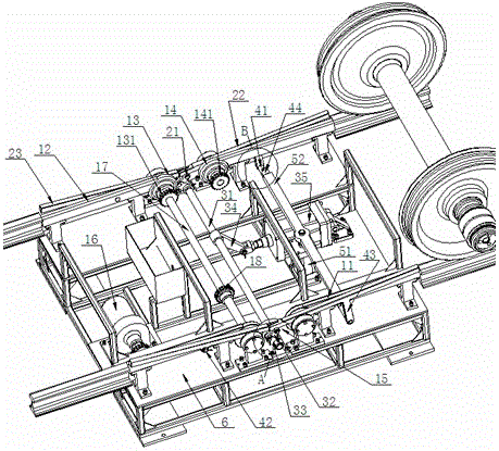 Passable railway wheel set inspection platform with rotary drive