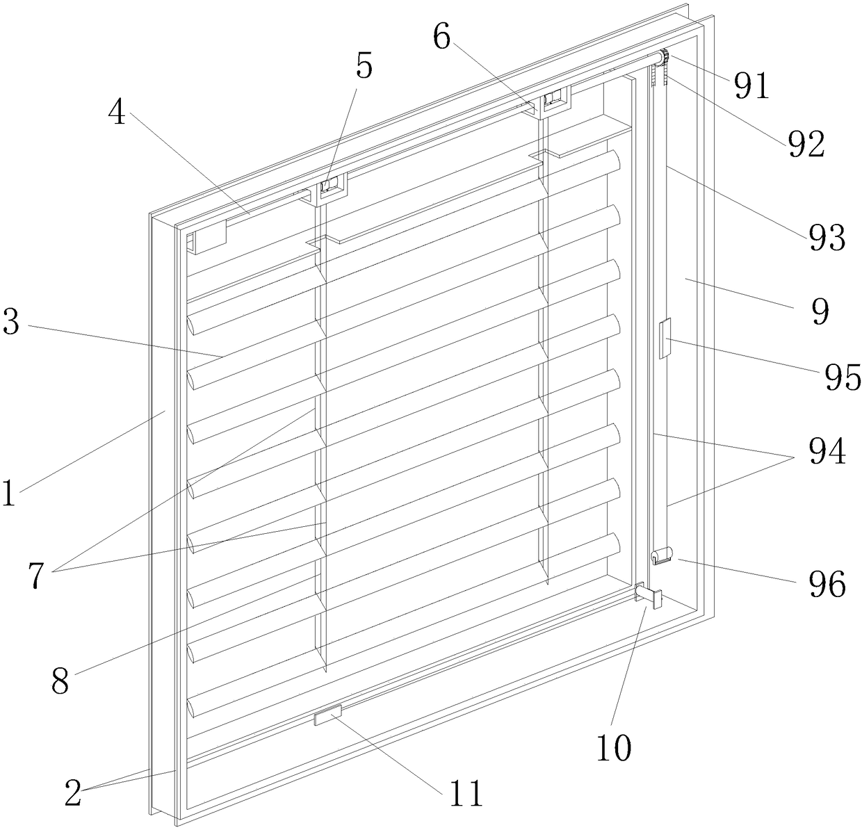 Built-in louver hollow glass