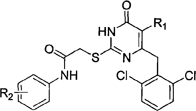 2-[(substituted aminobenzene)carbonylmethylthio]-6-(2,6-dichlorobenzyl)-3h-pyrimidyl-4-ketone derivative and preparation method and application thereof