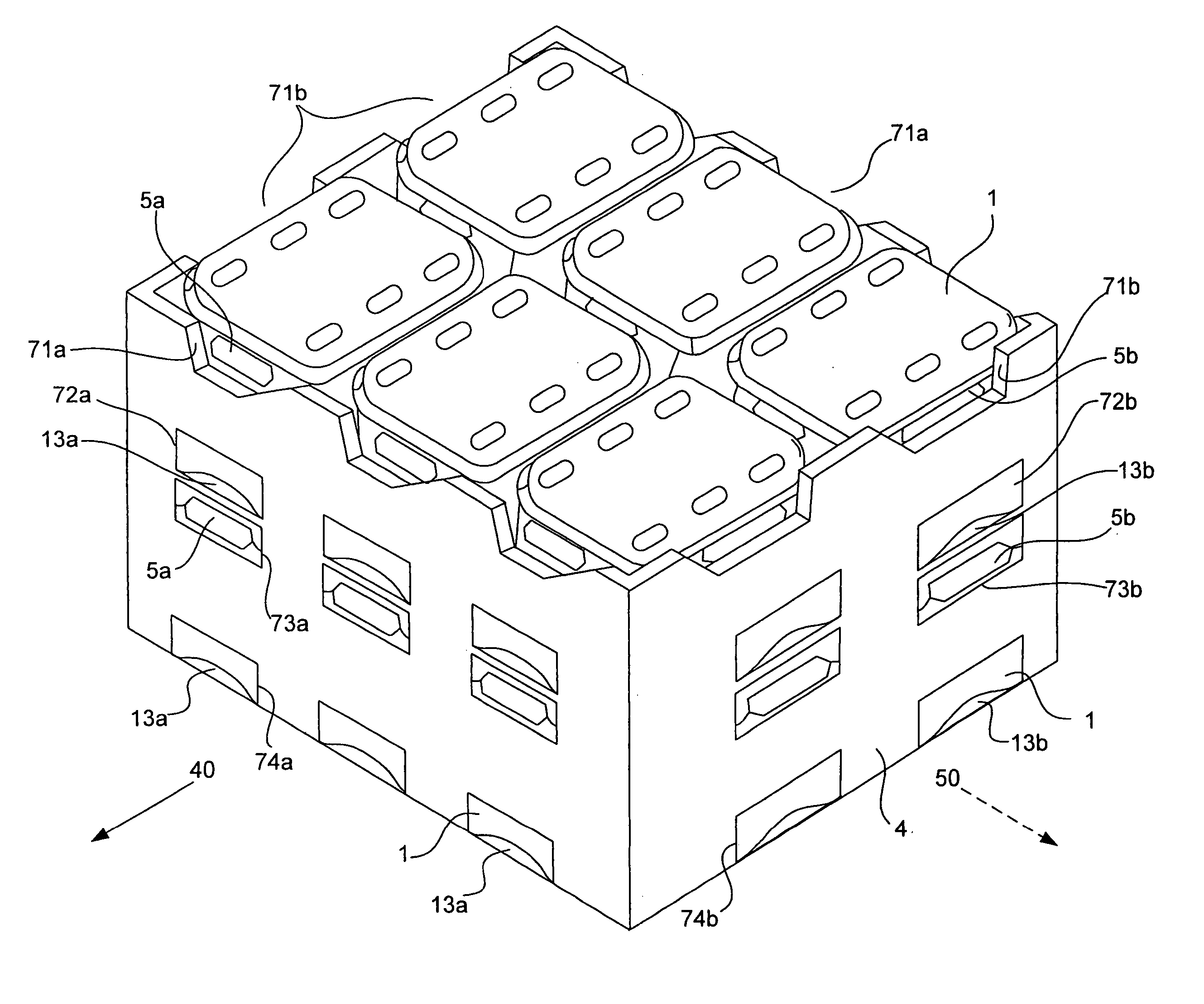 Produce packaging system having produce containers with double-arched bottom ventilation channels
