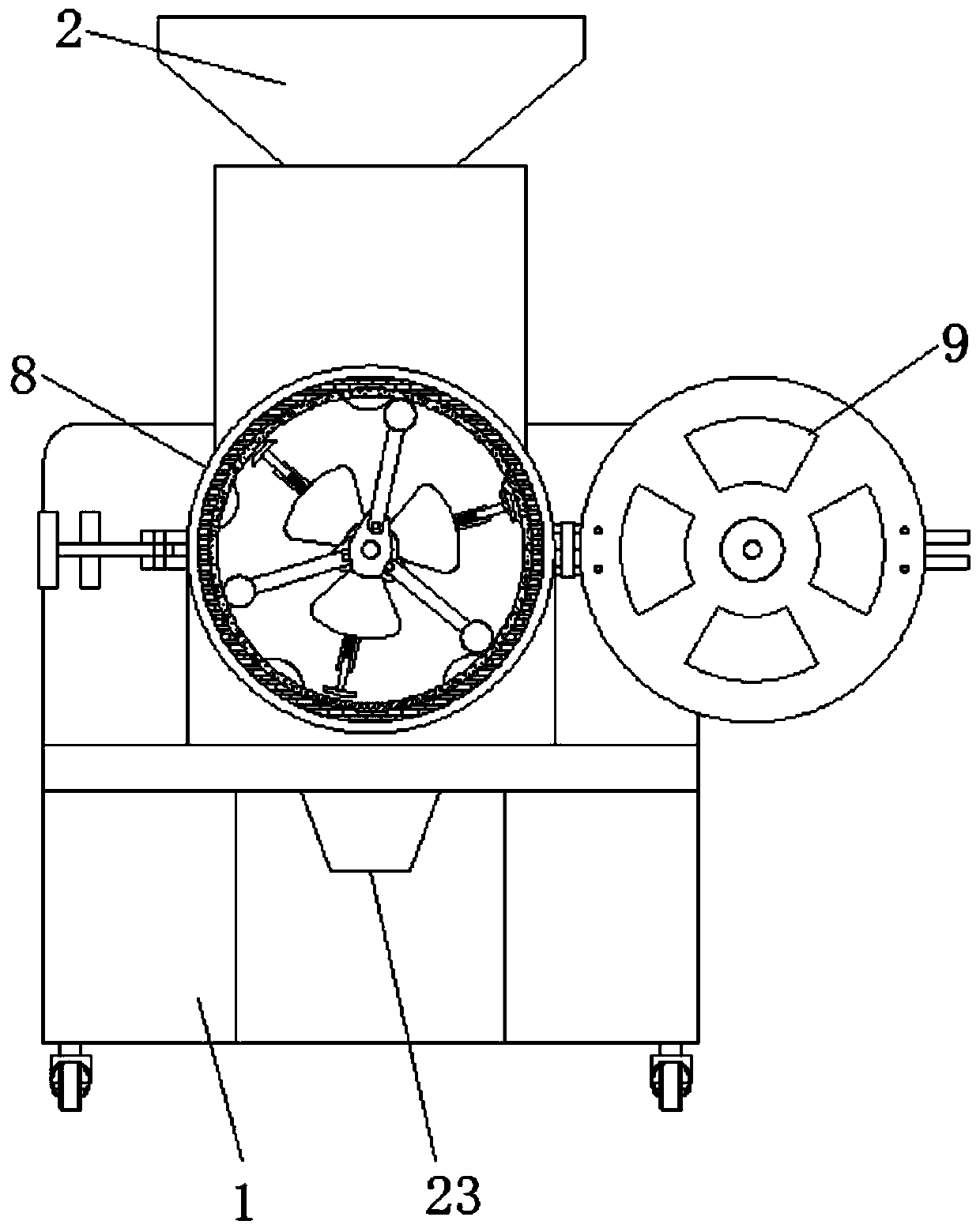 Novel material crushing device using rotational centrifugal force principle