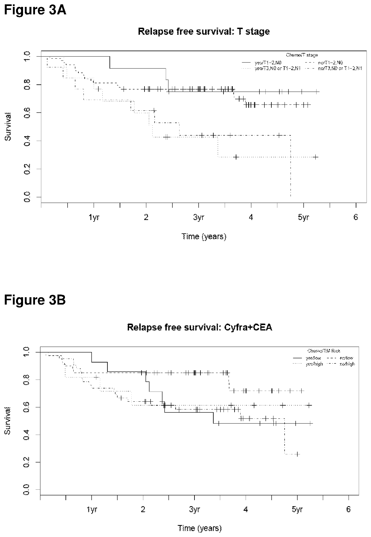 Methods of identifying an individual to be treated by chemotherapy based on cytokeratin-19 fragments (CYFRA 21-1) and carcinoembryonic antigen (CEA) marker molecules and related uses