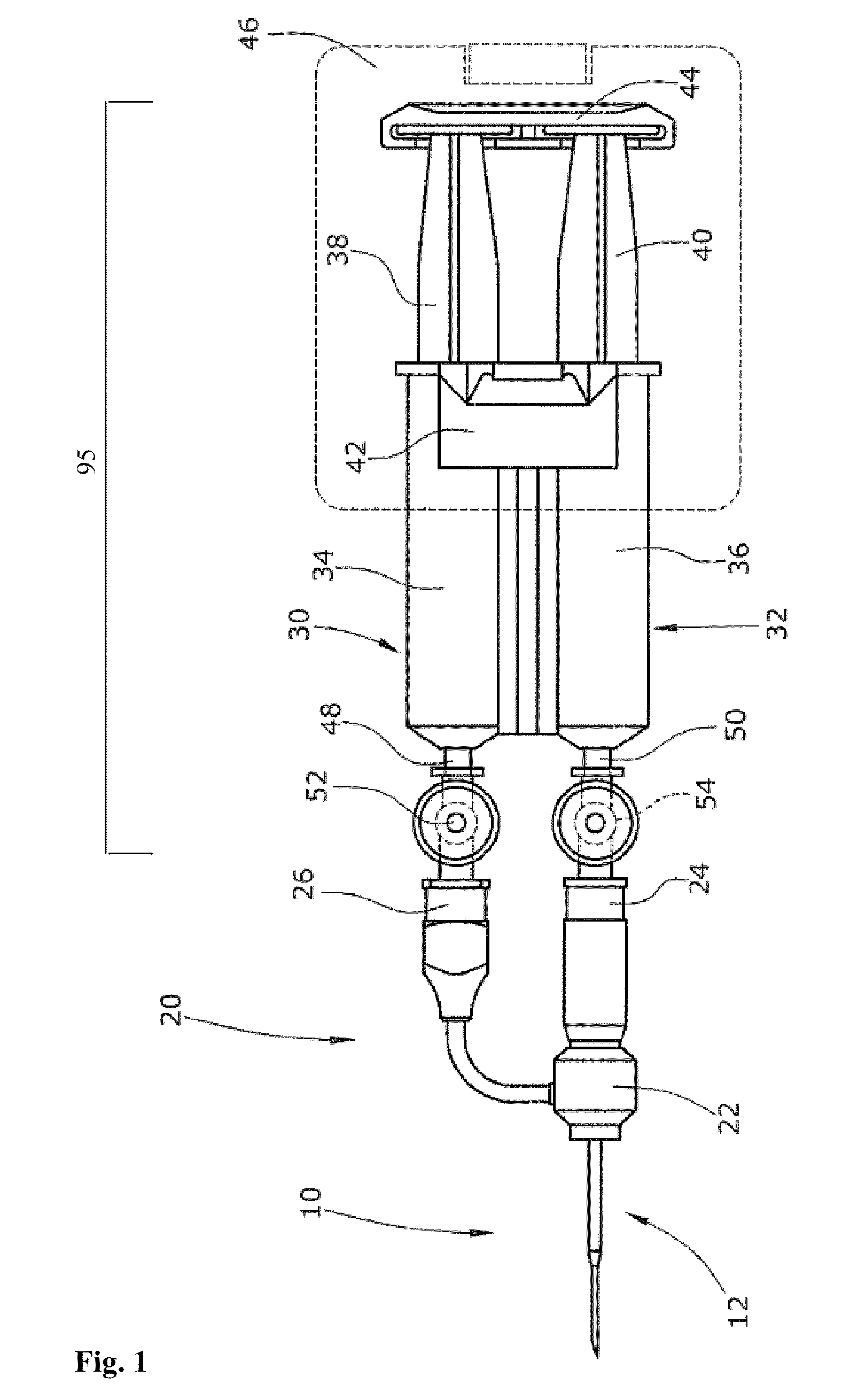 Device for administering an at least two-component substance