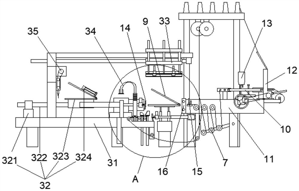 Full-automatic production line for canvas working gloves and production method of full-automatic production line