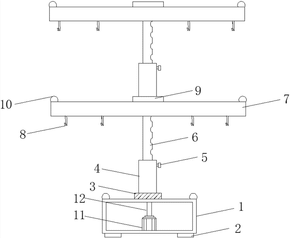 Height-adjustable rotary tassel showing rack