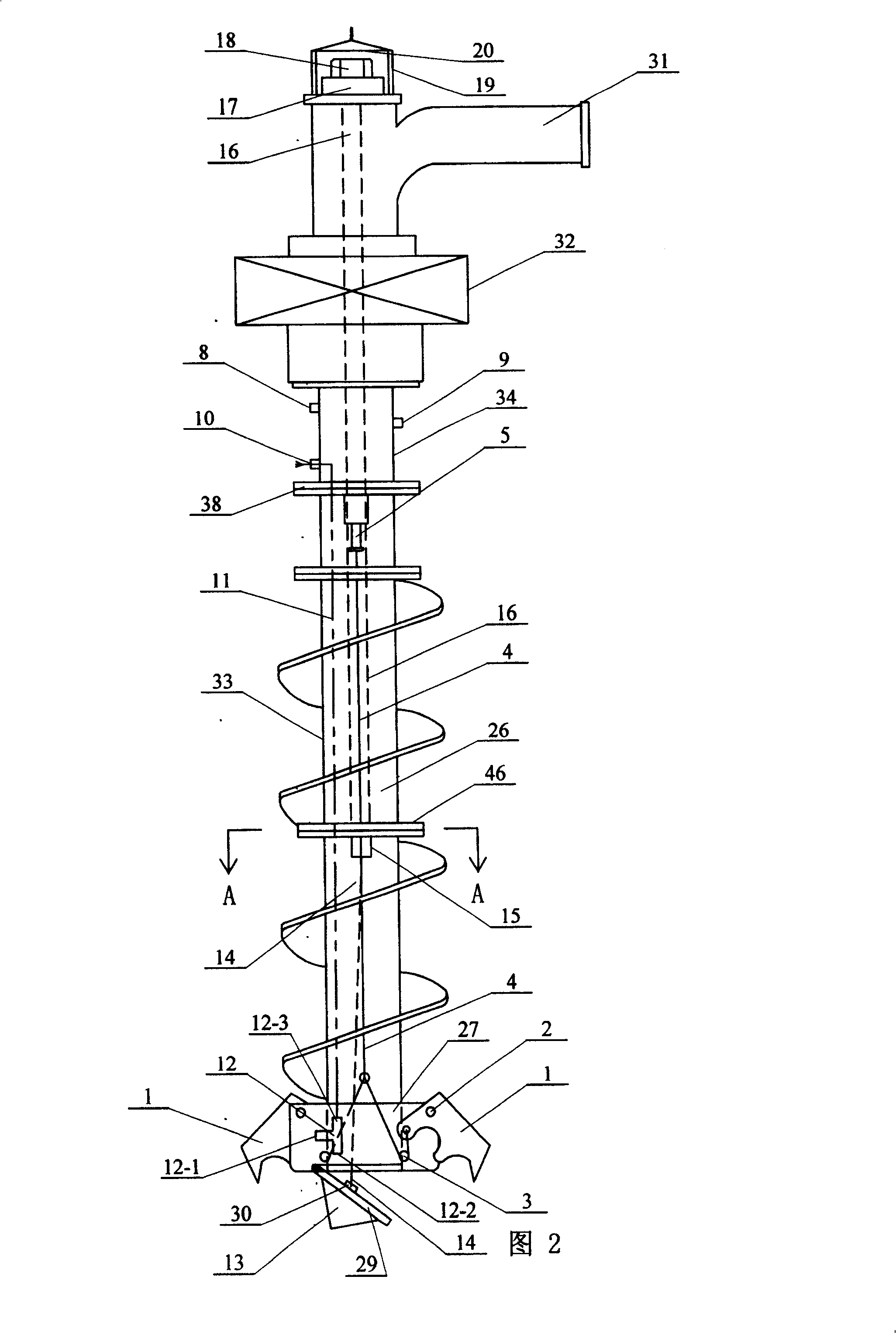 Piling method and piling device for borehole pump pouring large flow concrete ring pile