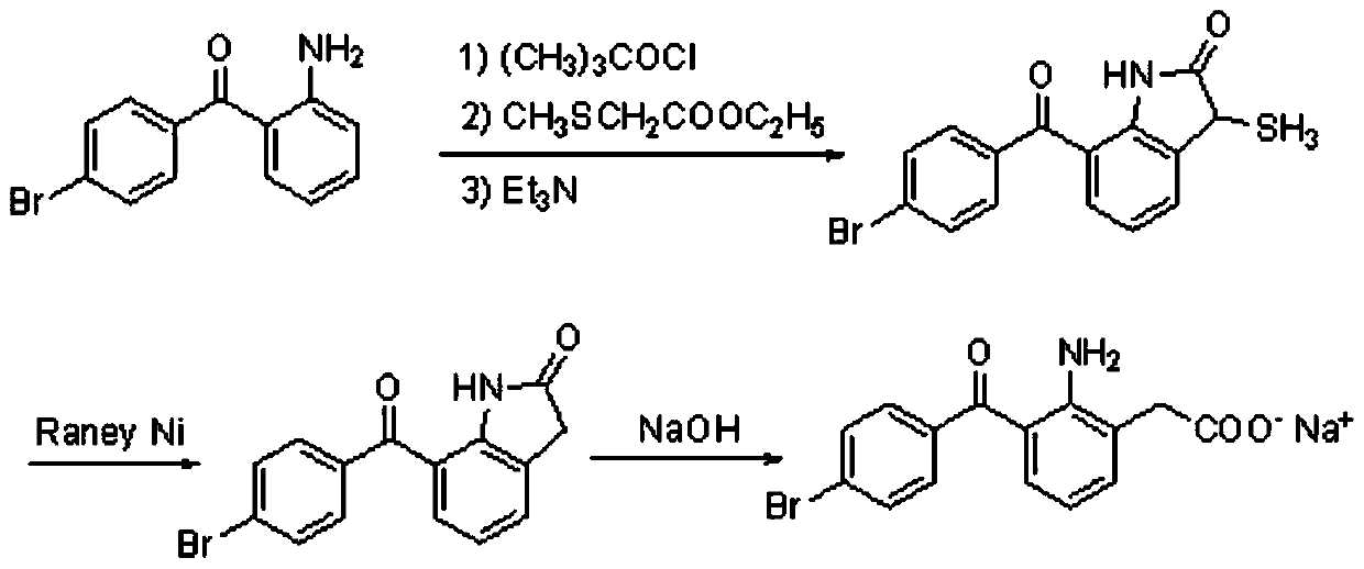 A kind of preparation method and important intermediate of bromfenac sodium
