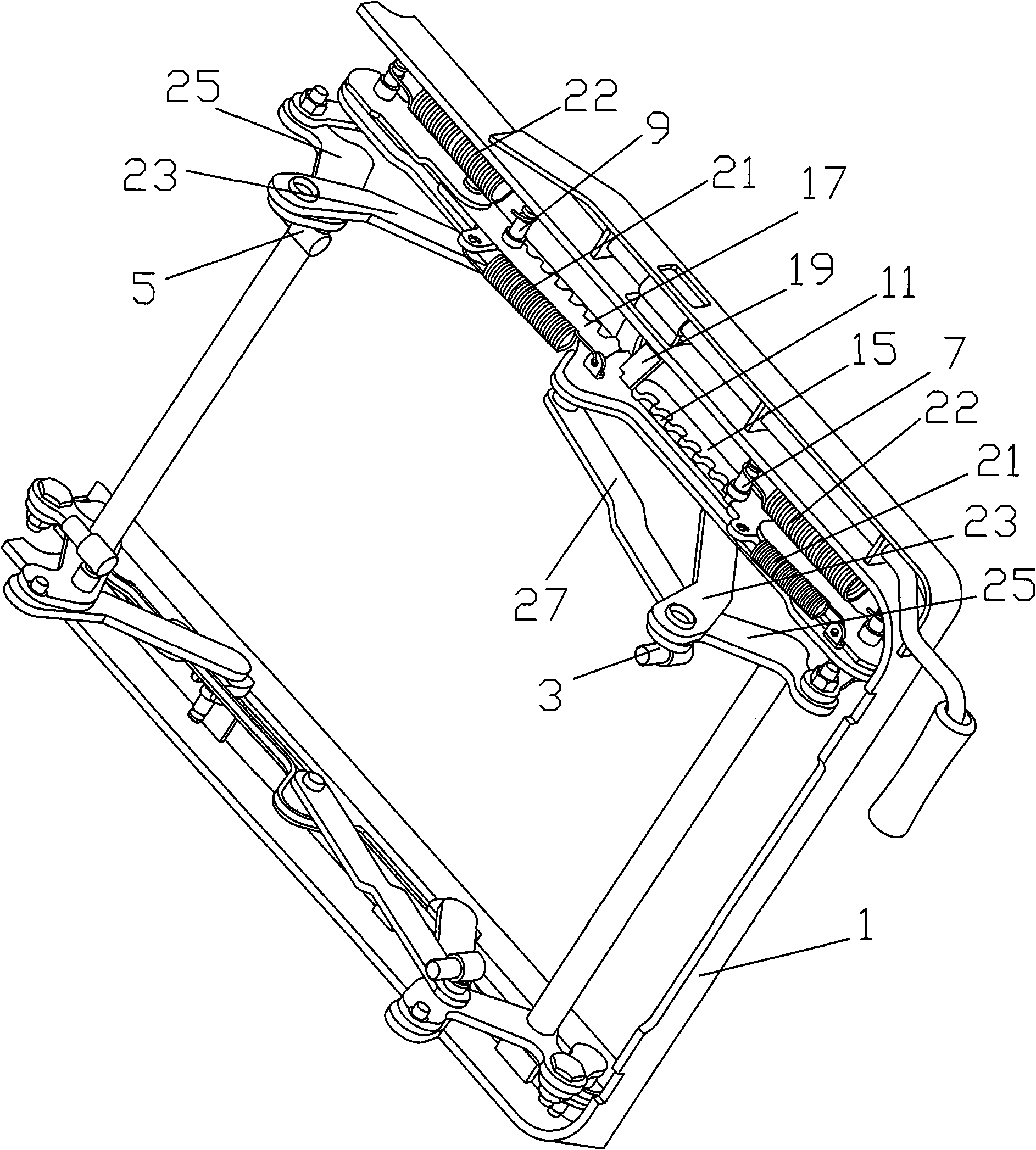 Vehicle seat lifting and lowering mechanism