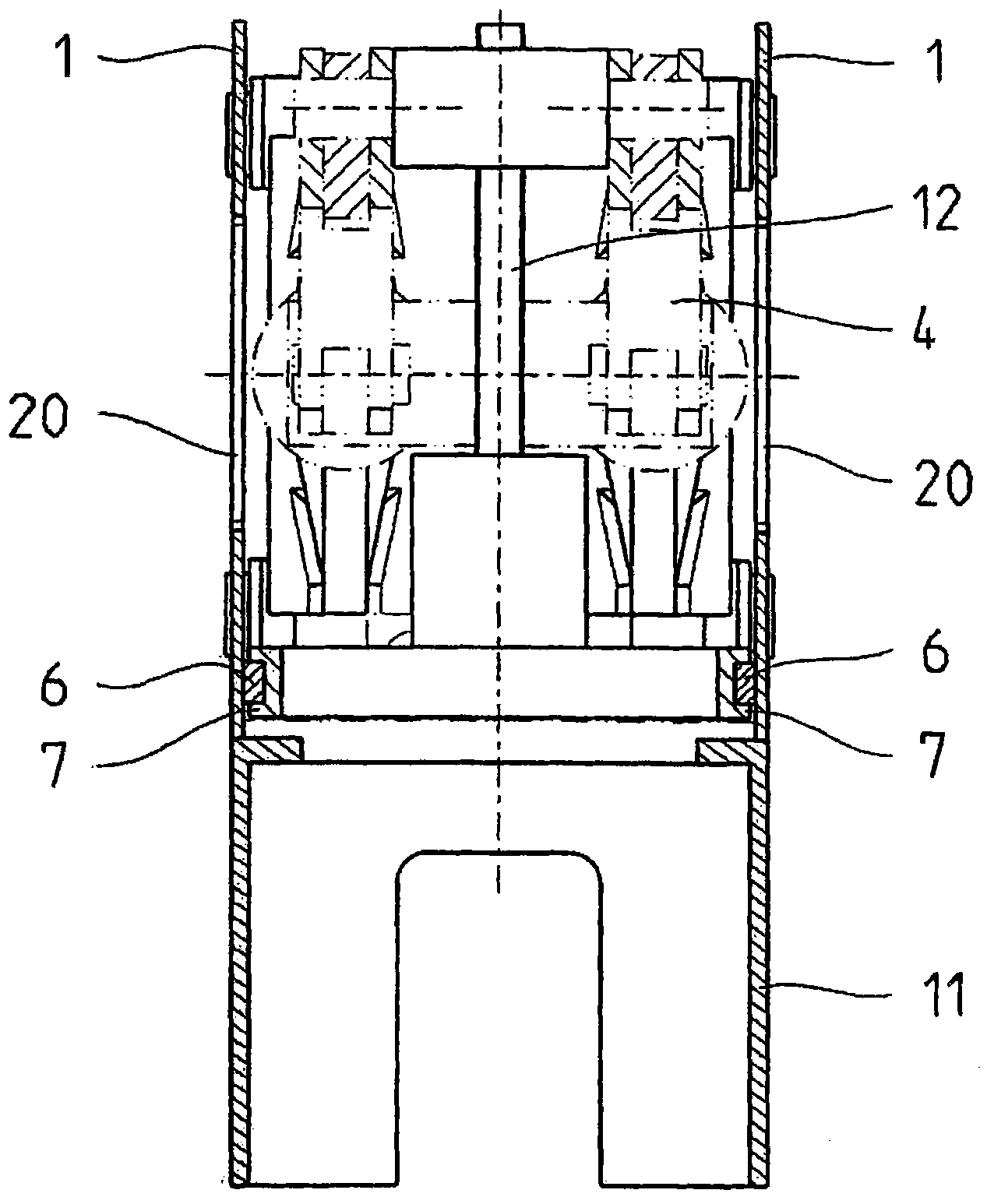 Injecting unit with a force-absorbing closed system