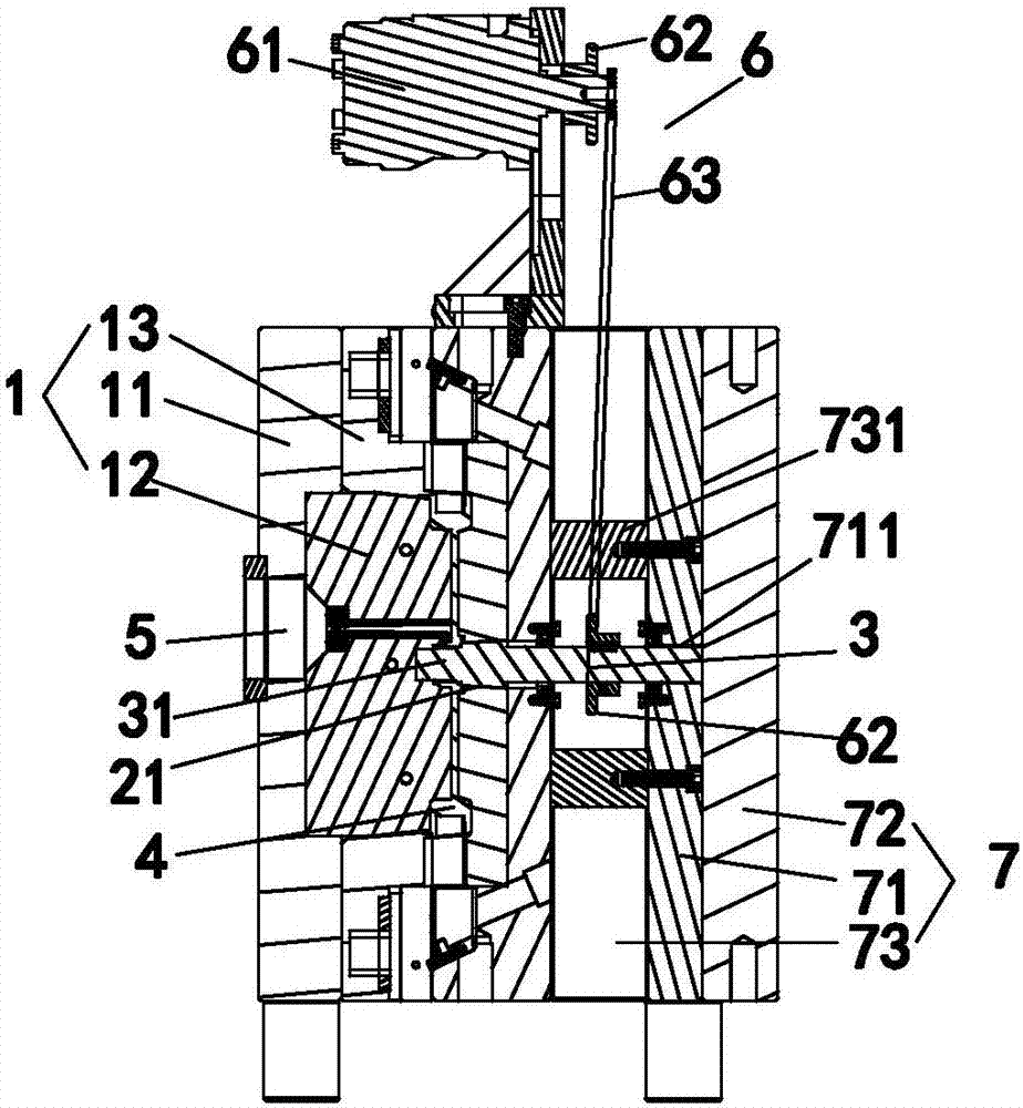 Injection molding piece die with inner thread and demoulding method thereof