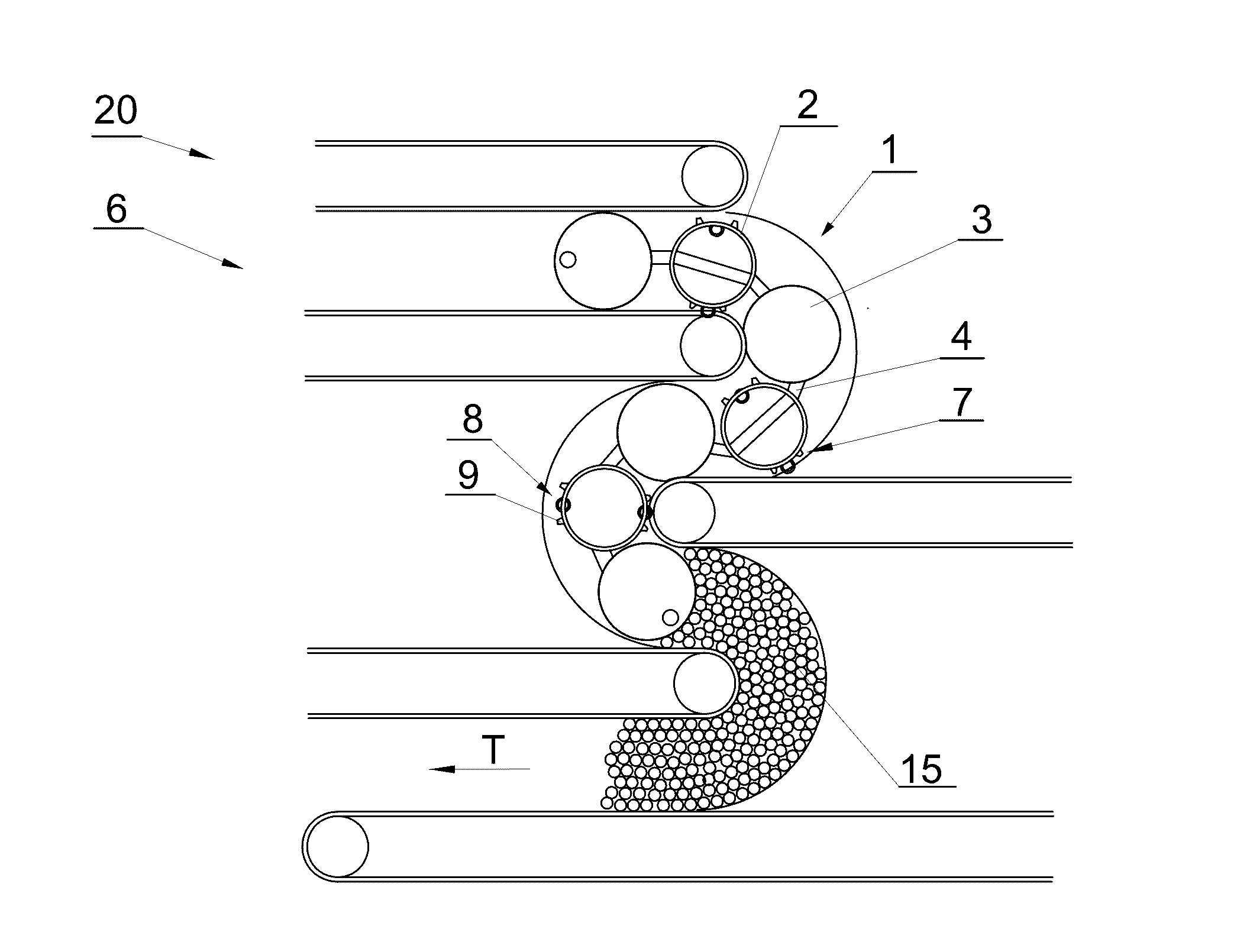 Device for supporting a mass flow of rod-shaped articles of the tobacco industry in a transport channel and a method of filling and emptying the transport channel