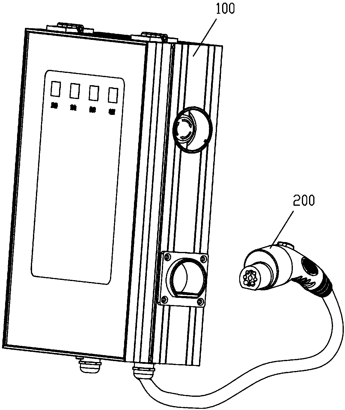 DC charging column having charging interface with automatic tripping protection