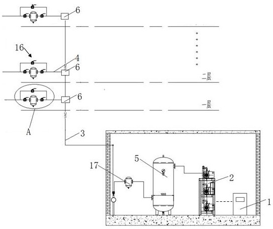 A sewage discharge device and sewage discharge method for suction system of medical center