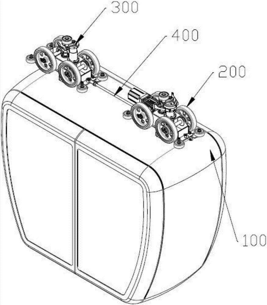 Suspended rail cart driving system