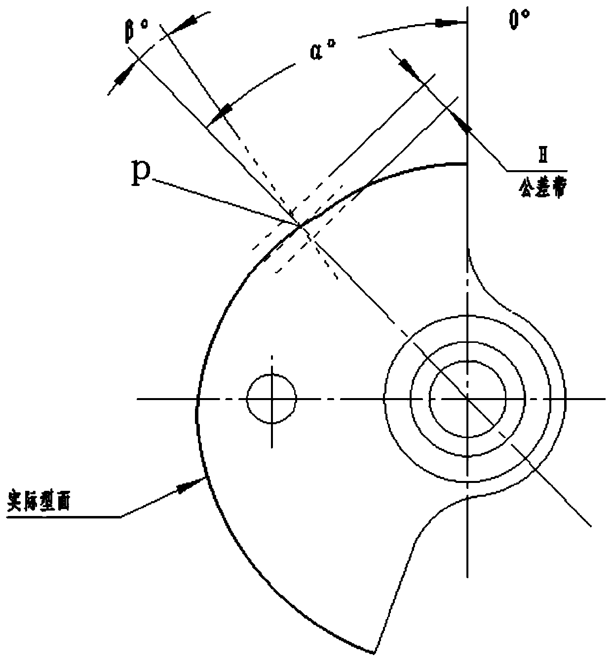 Two-dimensional cam part shape digital measurement method based on profile