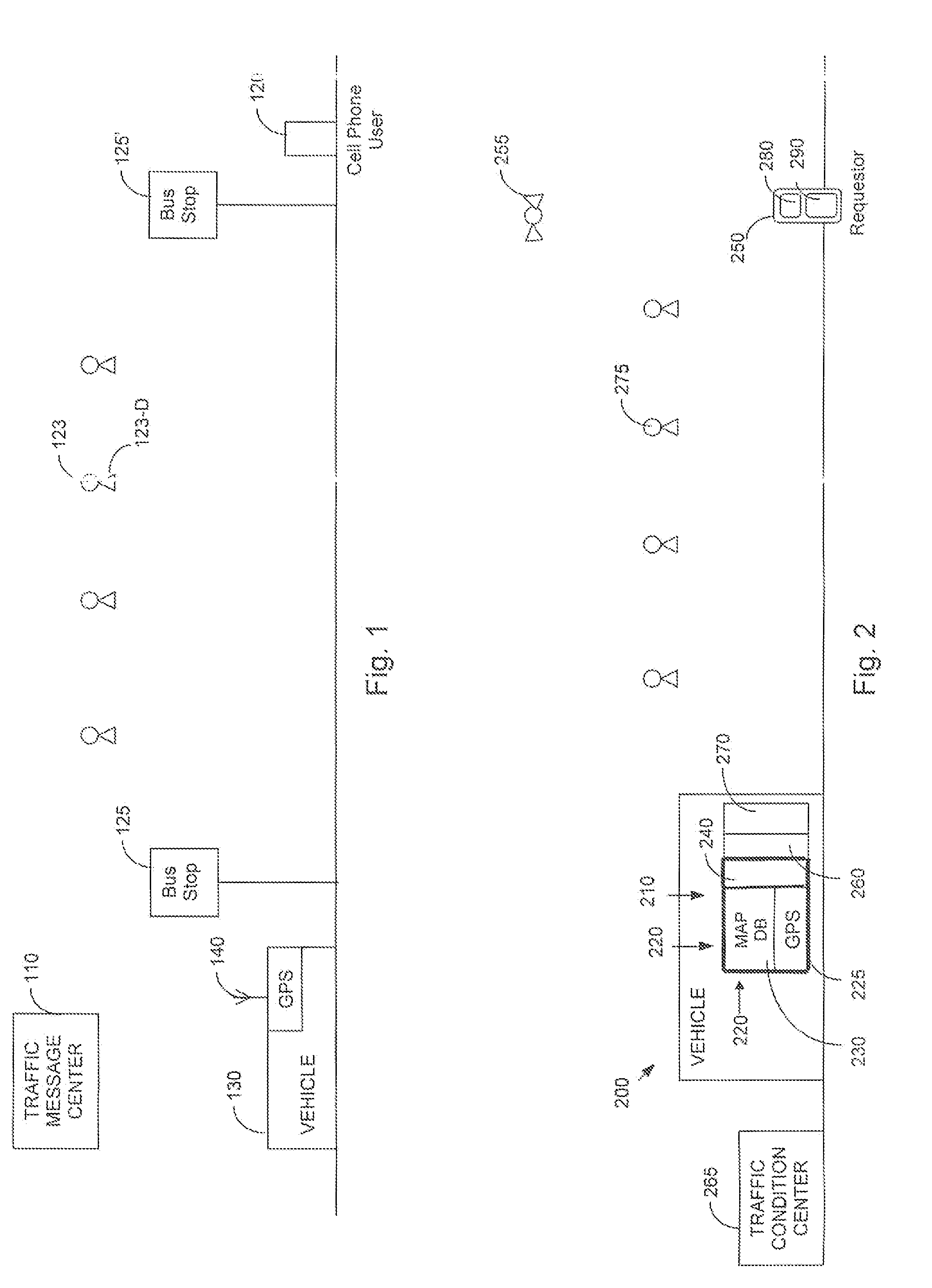 Transmission of wireless messages of current vehicle location and estimated arrival time to requestors