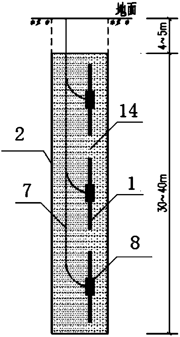 Upper end insulation structure of deep well type grounding pole