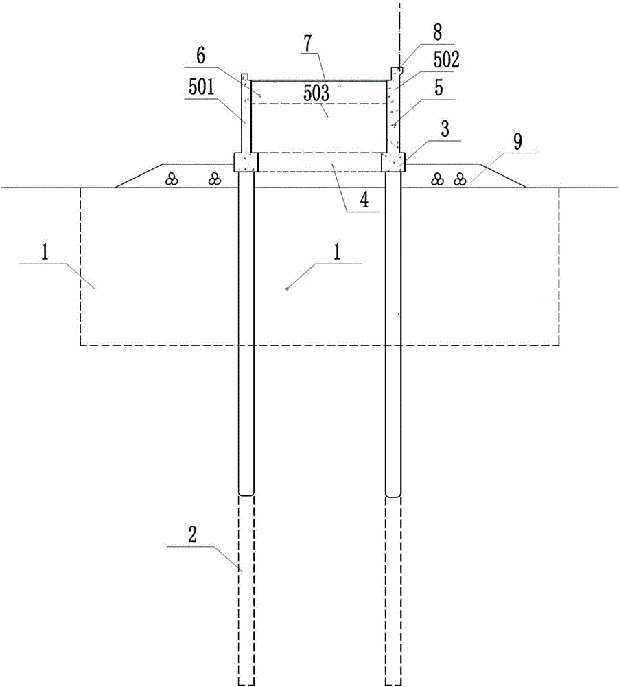 Anti-seepage seawall with pile foundation framework rib plate structures