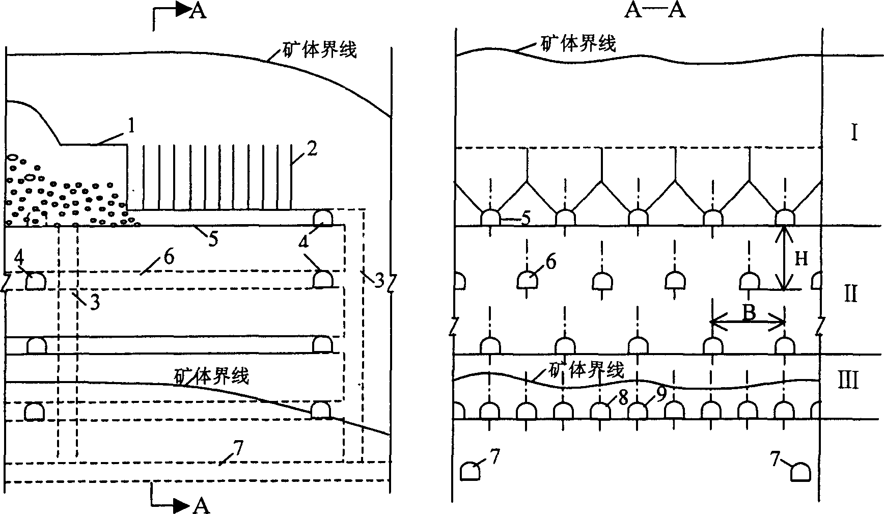 Improved sublevel caving method without bottom column