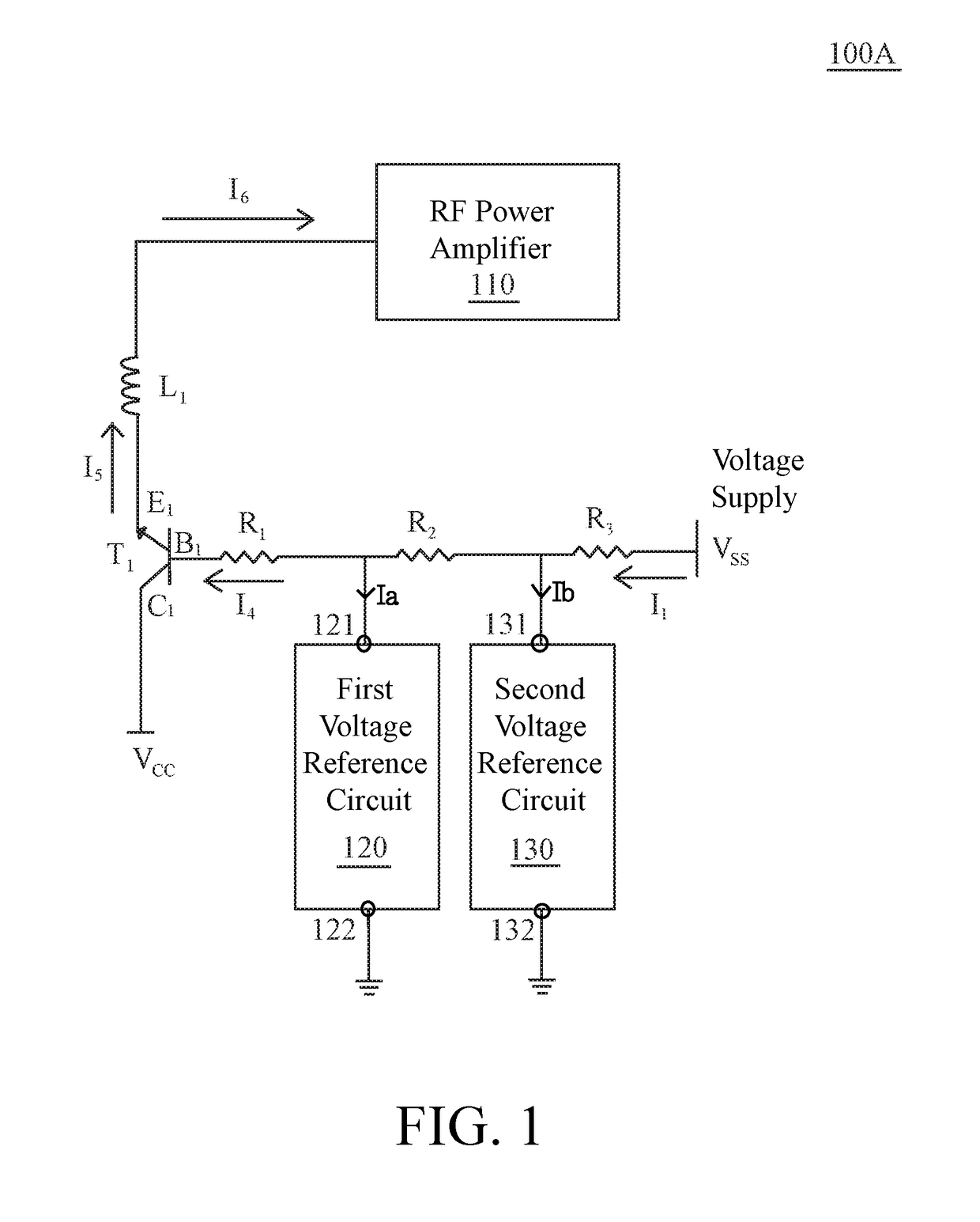 Bias circuit for supplying a bias current to a RF power amplifier