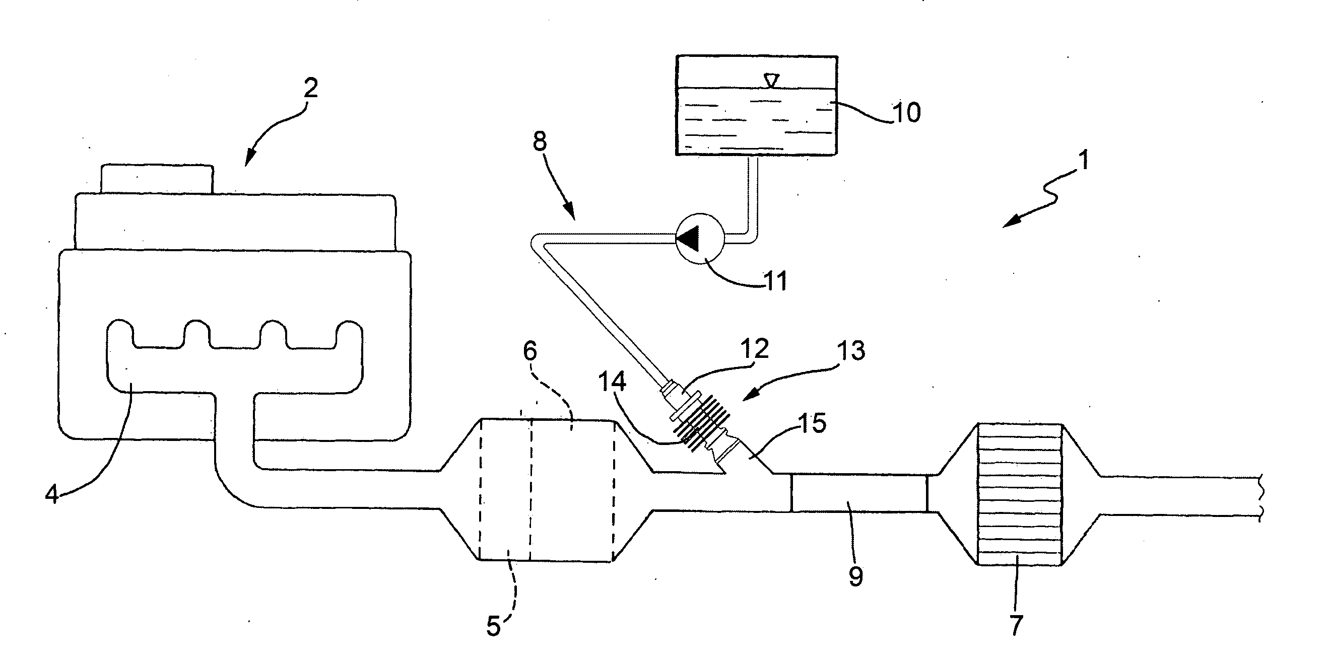 Mounting device for an injector in an exhaust system of an internal combustion engine
