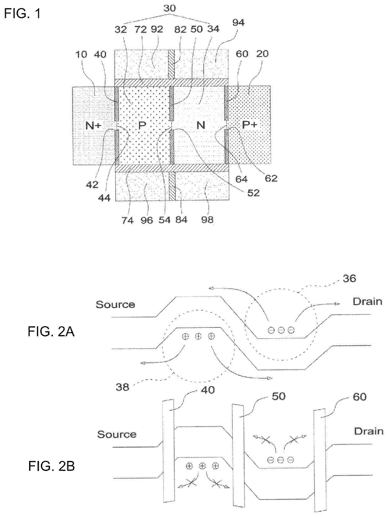 Feedback 1T DRAM device having localized partial insulating layers