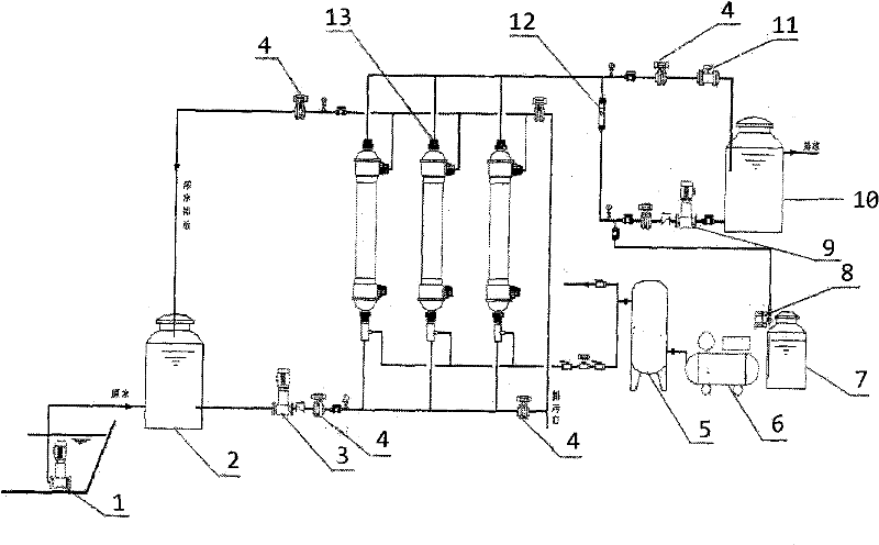 Filter back washing water recovery processing method and membrane filtration system thereof